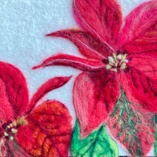 Hand felted Poinsettia Textile Artwork 