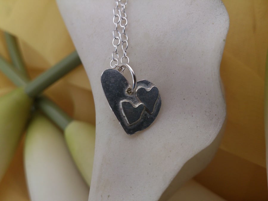 2 Heart sterling silver necklace
