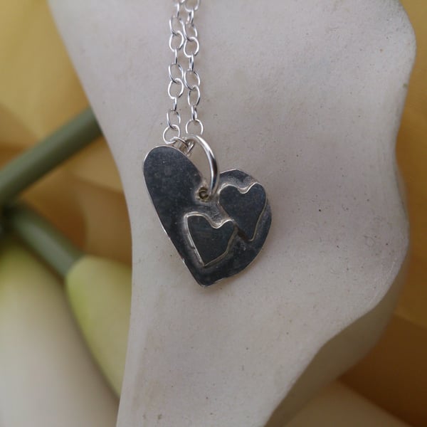 2 Heart sterling silver necklace