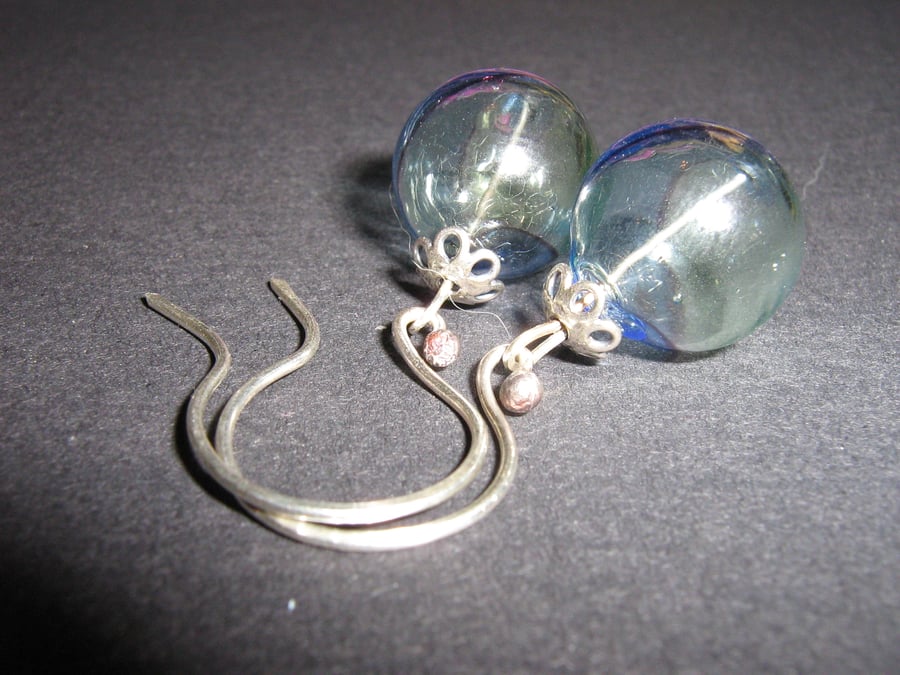 Bubble glass earrings - blue