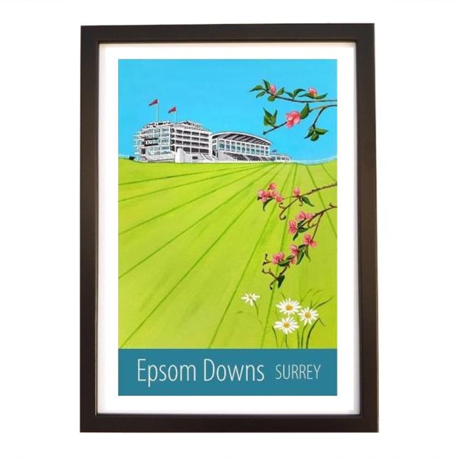 Epsom Downs Surrey travel poster print by Susie West