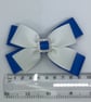 Royal Blue and White Double Layer Bow on Clip - Image 3