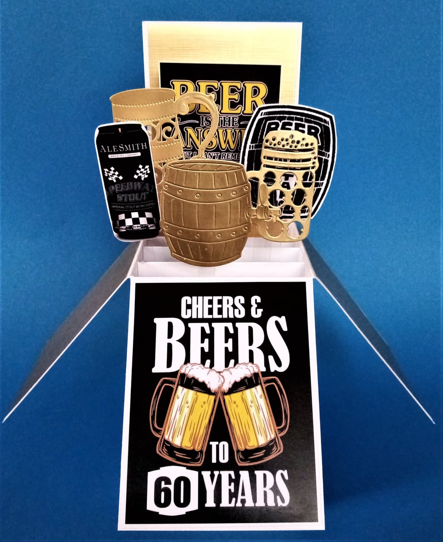 Men's 60th Birthday Card with Beer