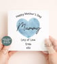 Personalised Mother's Day Card Happy Mother' Day Mummy Custom Name Card