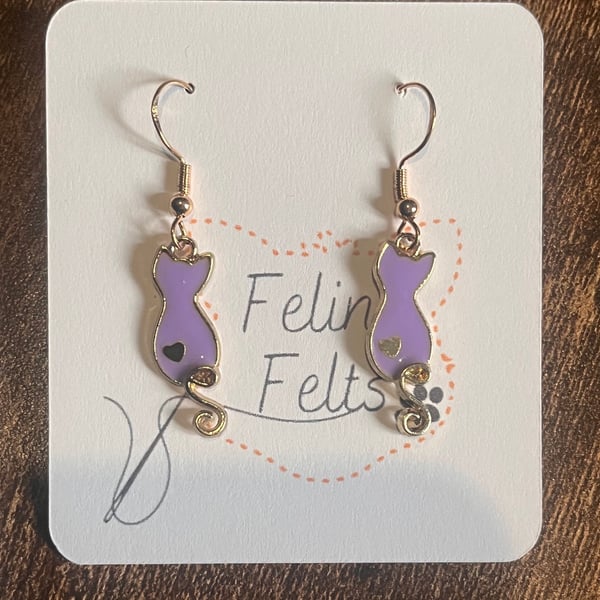 Purple cat earrings on sale