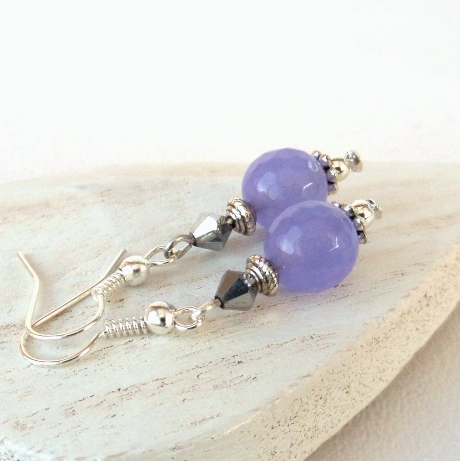 Purple and silver handmade earrings