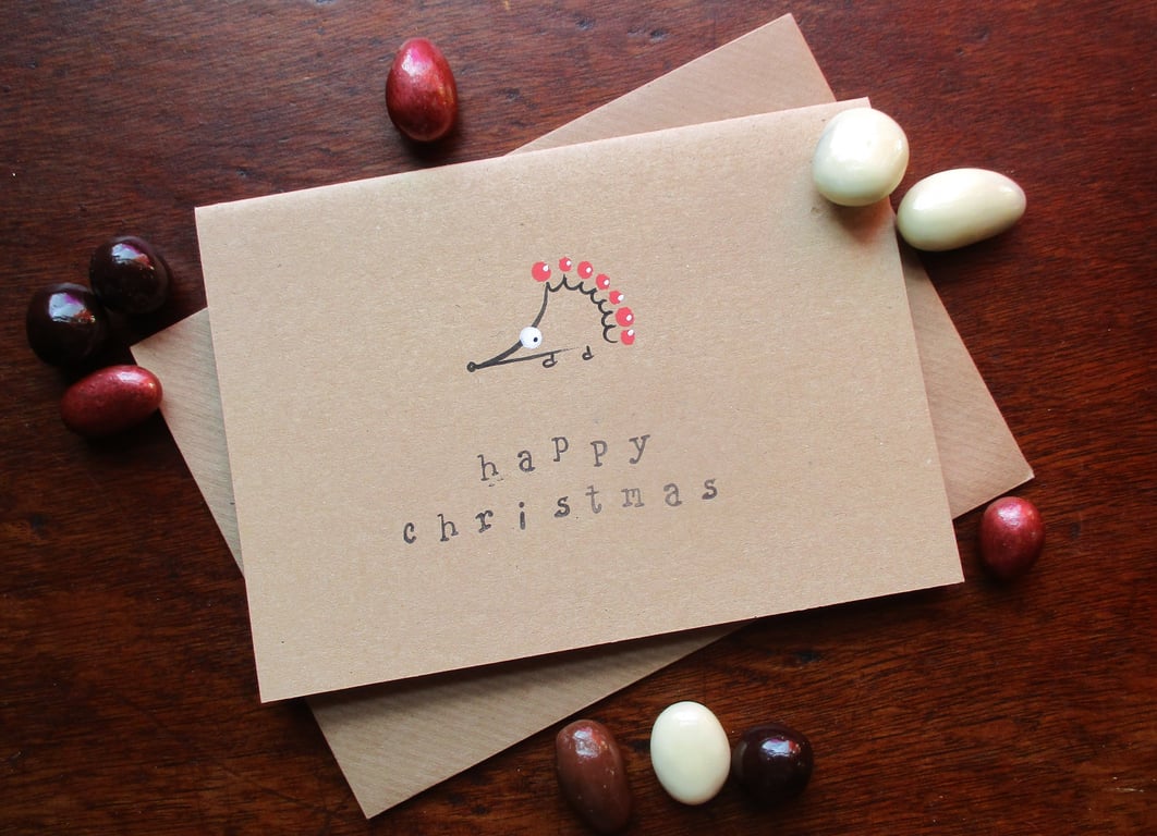 Hedgehog - Hand Drawn Christmas card