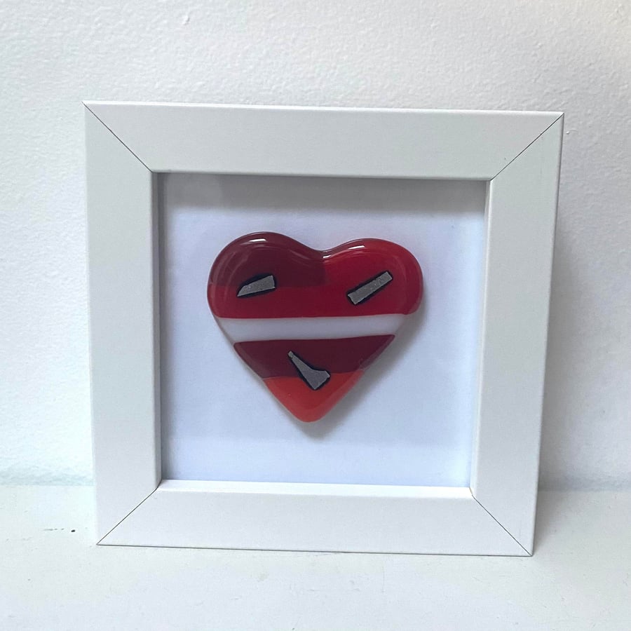 Fused Glass Heart in Picture Frame 