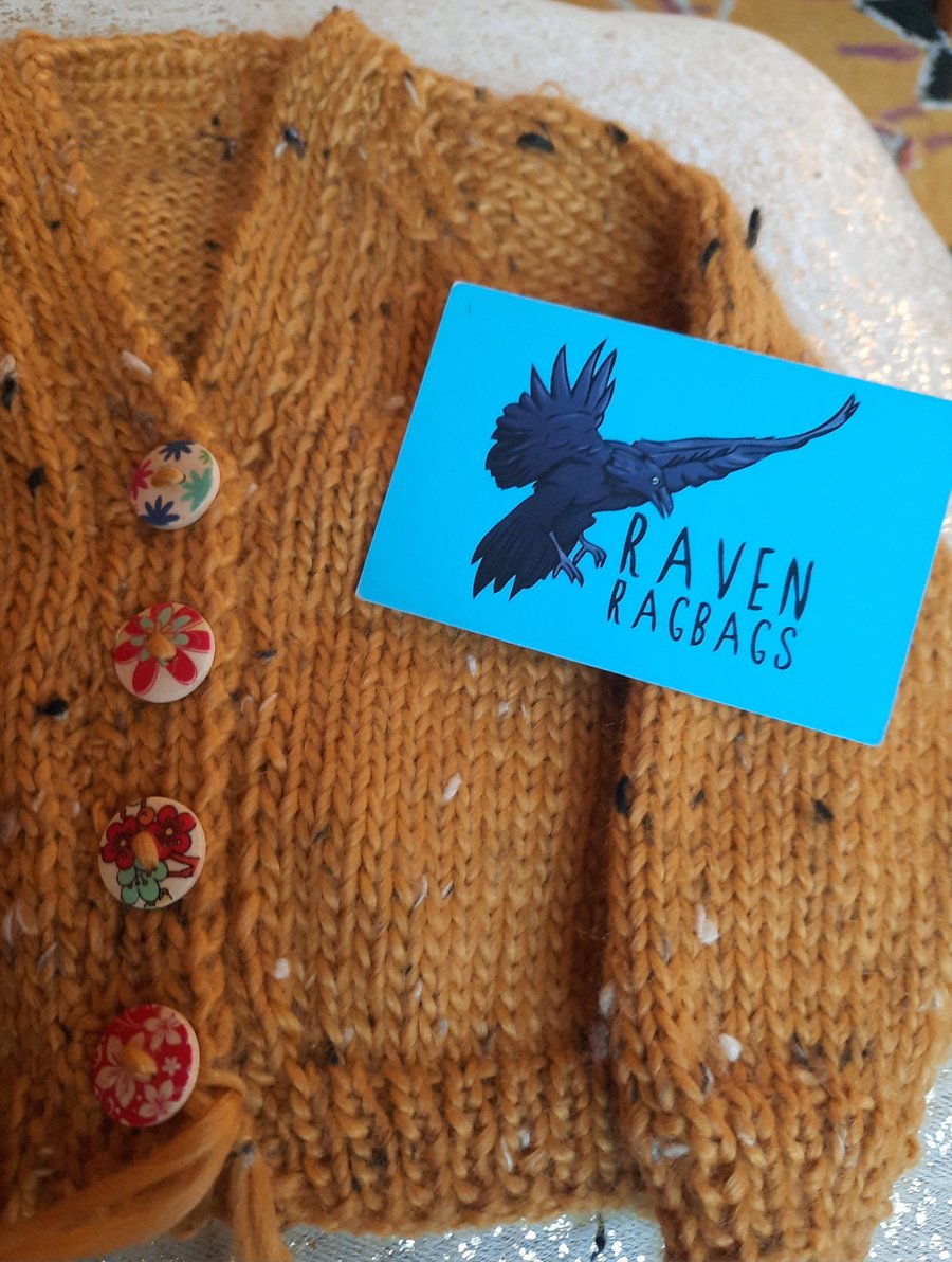 Saffron Handknitted Baby Cardigan, Newborn