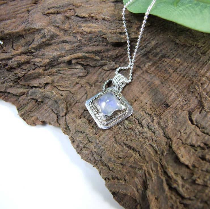 •BRANCHED OUT• rainbow moonstone freeform + branches + silver necklace (18