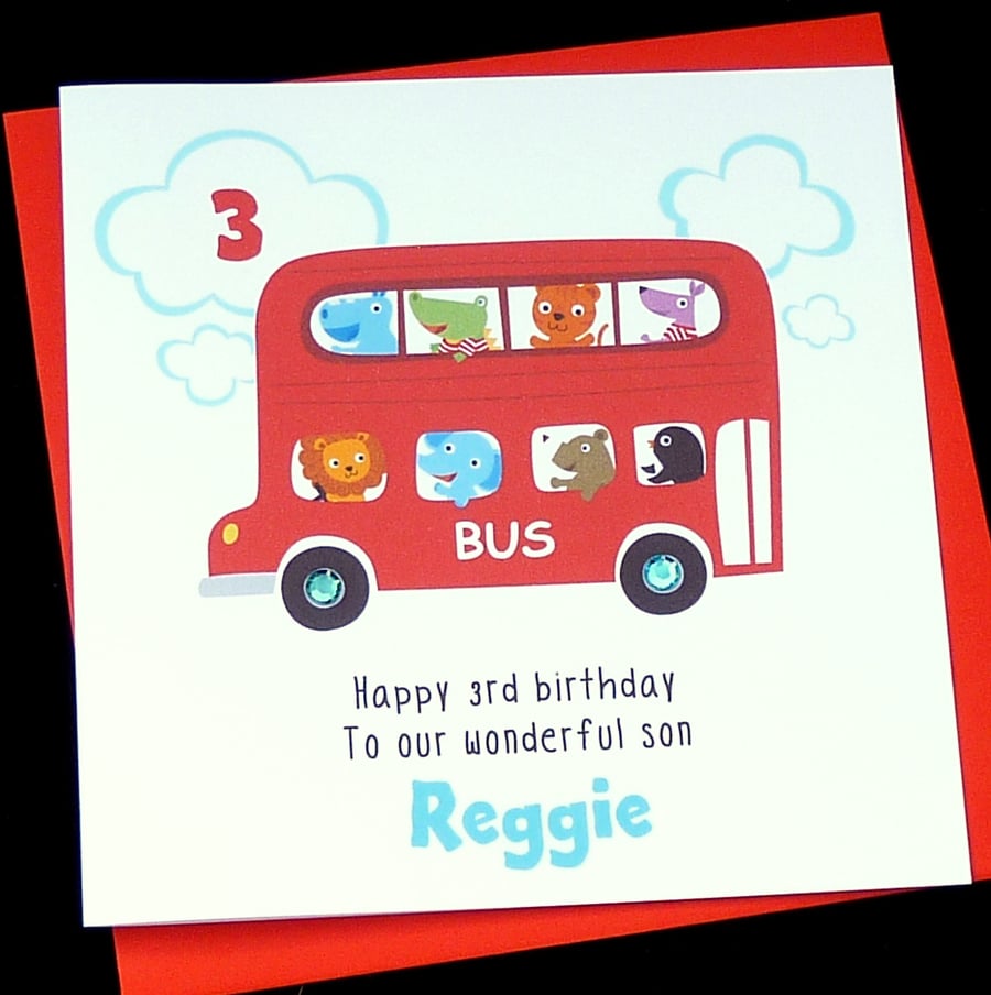 Big Red Bus Personalised Card