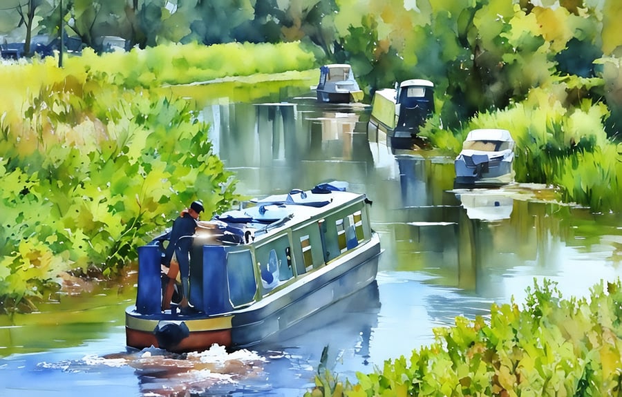 Boats on the Fens A5 Greeting Card 