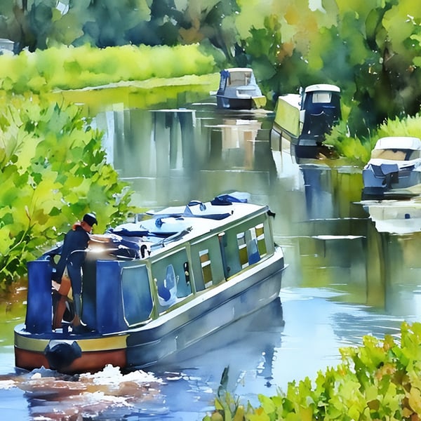 Boats on the Fens A5 Greeting Card 