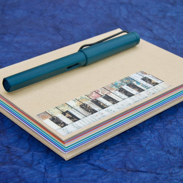 A6 Hardback Notebook with kraft paper cover and piano keyboard motif