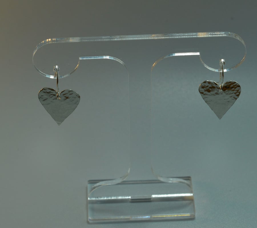 STERLING SILVER TEXTURED HEART - EARRINGS