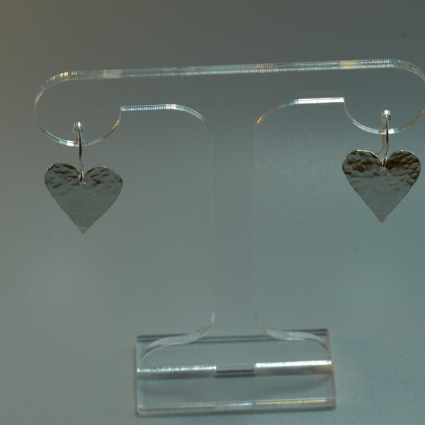 STERLING SILVER TEXTURED HEART - EARRINGS