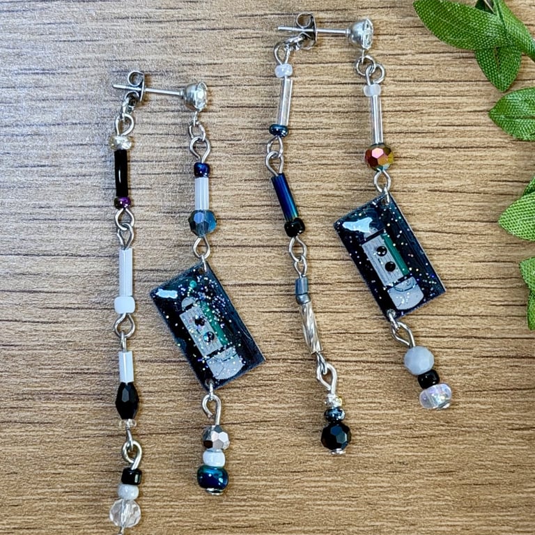 Retro Mini VHS Tape Earrings - Mismatched 90s Nostalgia Jewellery