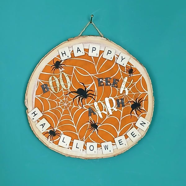 Happy Halloween wooden slice decoration 