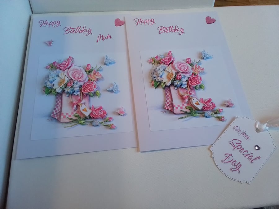 Birthday card. Birthday card and gift tag set.  Handmade card. Ref 145