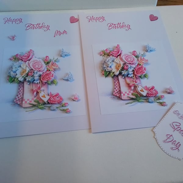 Decoupage card and gift tag set. Birthday card. Handmade card. CC863