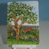 ACEO Original Apple tree and Flower Border