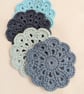 Set of 4 crochet coasters in blues - Image 2
