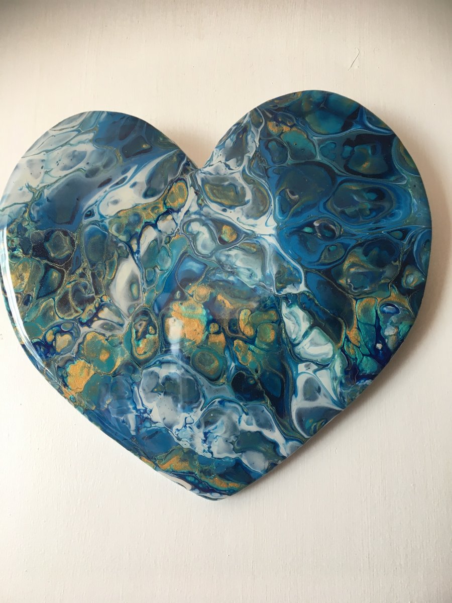 Heart shaped,  abstract , fluid art  painting , under the ocean 