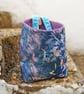 Floral design chenille and wool felt storage pouch with hanging loop - Image 2