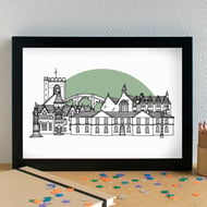 St Asaph Landmarks Skyline Art Print