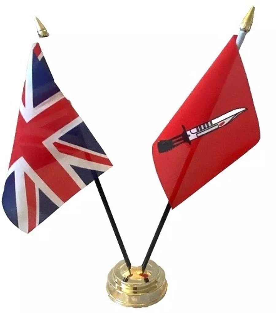 Infantry Corps & Union Jack Friendship 2 Flag 12" Table Display