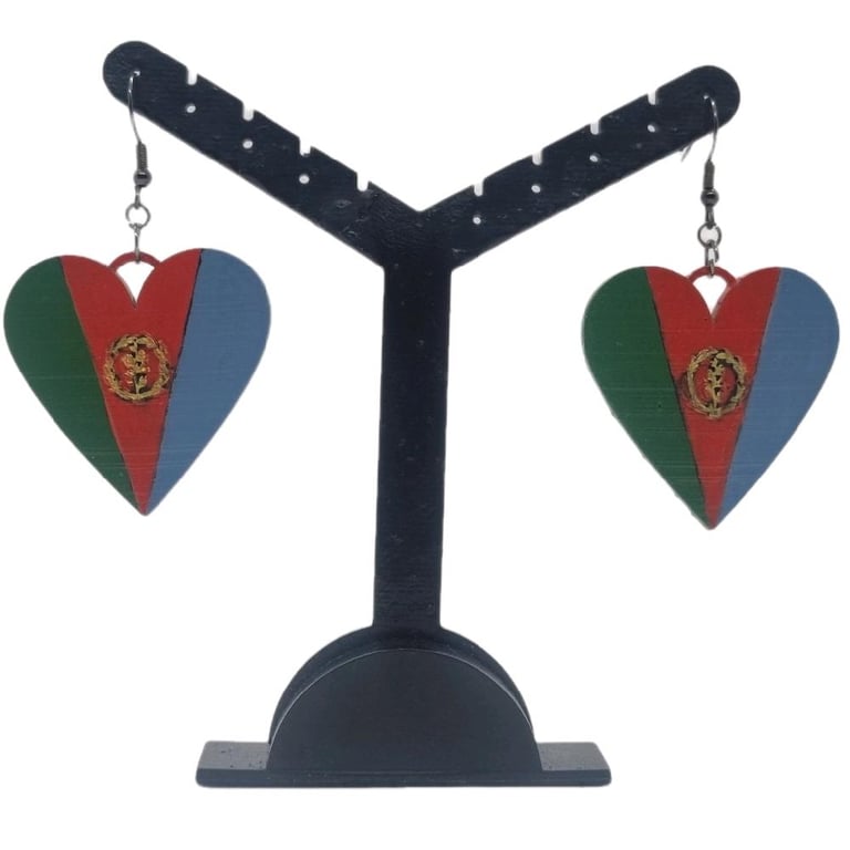 Eritrean flag earrings, love Eritrea,  loveheart jewellery, african queen, 