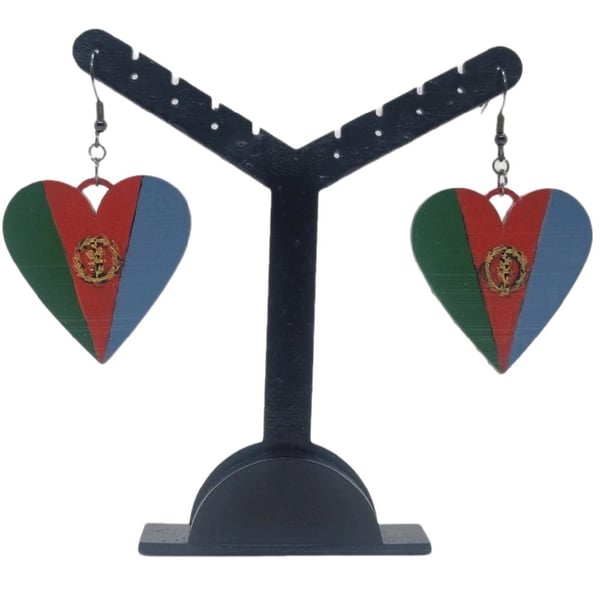 Eritrean flag earrings, love Eritrea,  loveheart jewellery, african queen, 