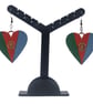 Eritrean flag earrings, love Eritrea,  loveheart jewellery, african queen, 