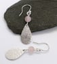 sea ripples drop earrings sterling silver teardrop rose quartz gemstone - Image 6