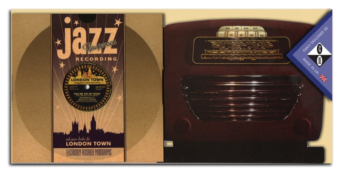 1930s Jazz record and radio greeting card with sleeve