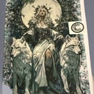 Yule White Witch Card (blank) with Envelope