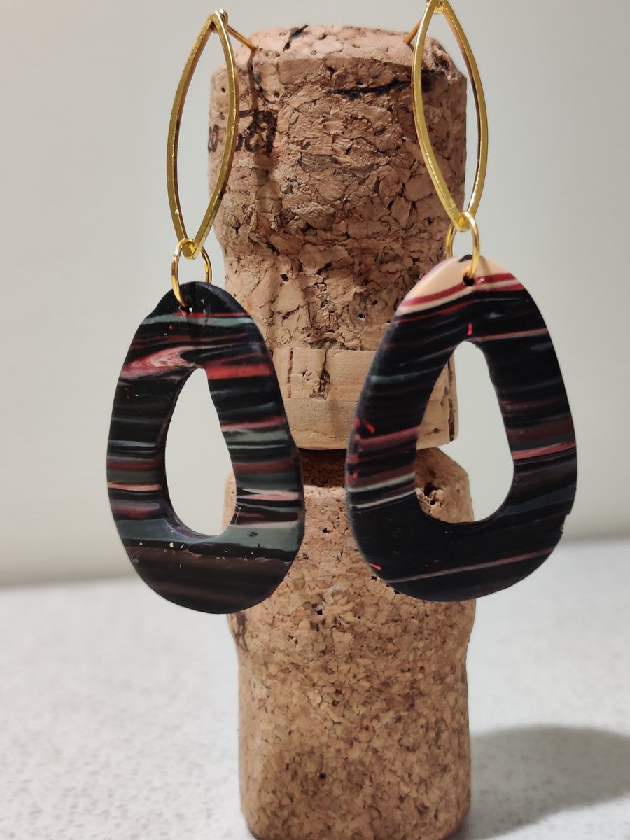  stripe pebble ring earrings