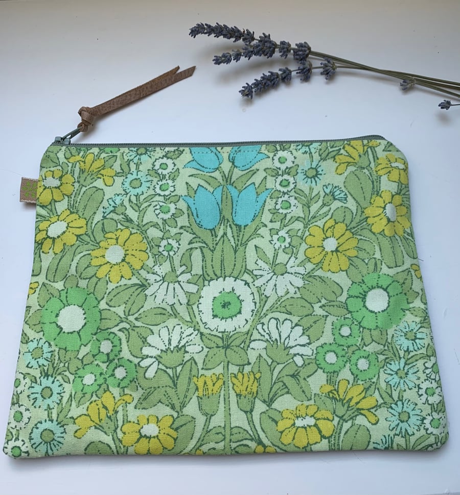 Vintage Daisy Chain and denim zip pouch