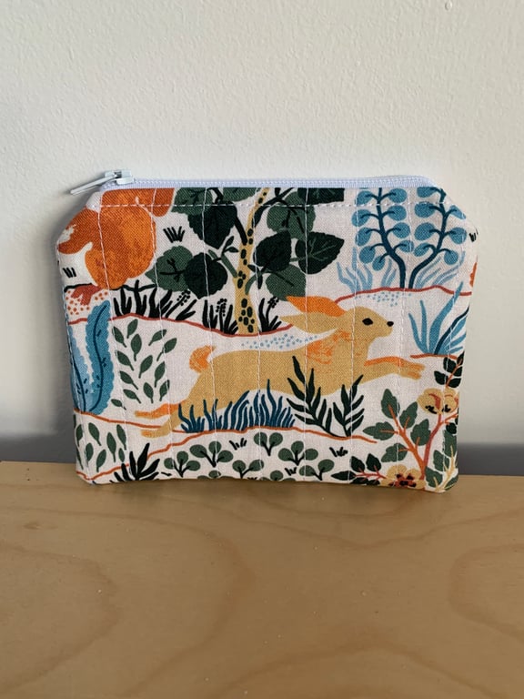 Rabbit Print Quilted Fabric Midi Purse