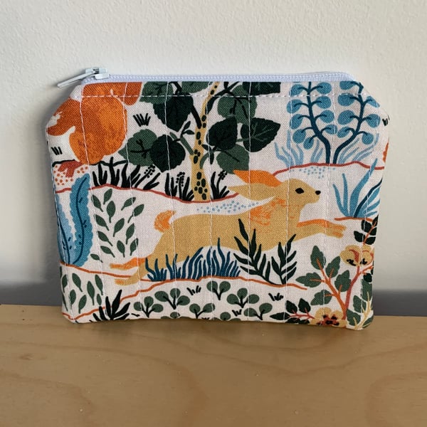 Rabbit Print Quilted Fabric Midi Purse