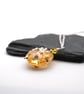 lampwork glass amber and gold glitter flower pendant necklace - Image 4