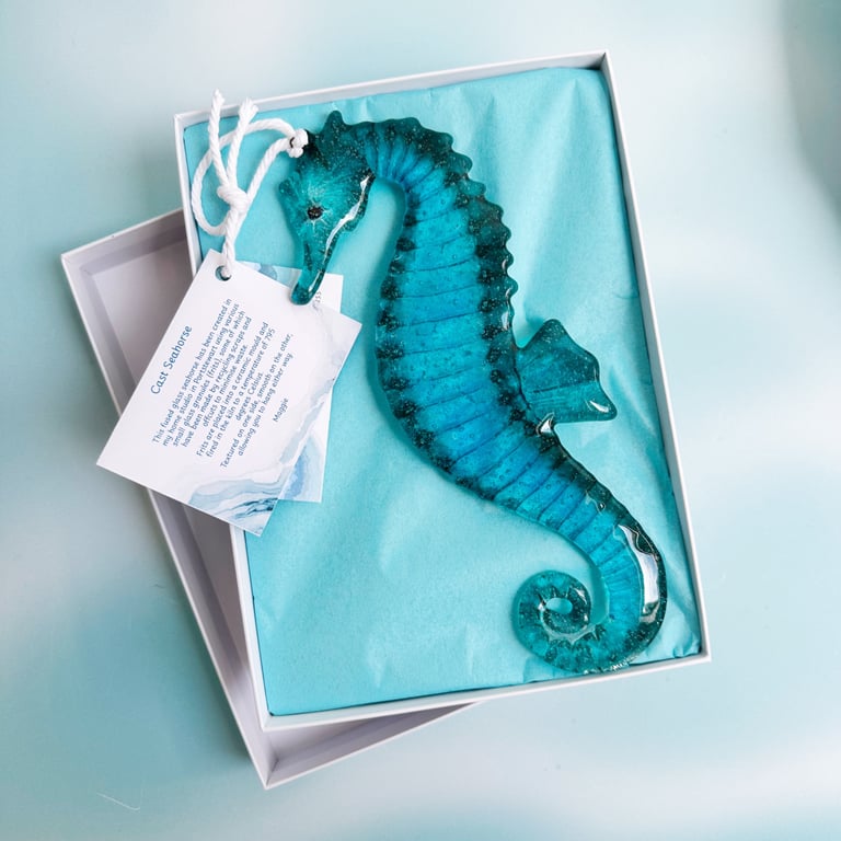 Fused Glass Seahorse - Blues - Teal
