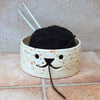 Knitting or crochet wool yarn bowl ceramics pottery ceramic handthrown