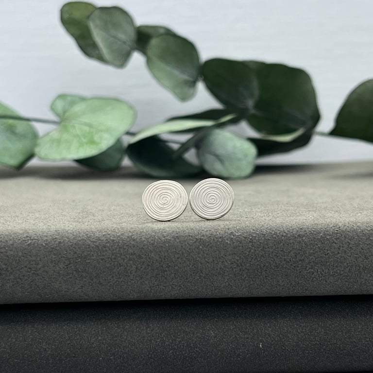 Handmade Sterling Silver Spiral Stud Earrings
