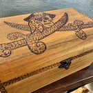 Pirate, personalised wooden treasure chest. Burned by hand.