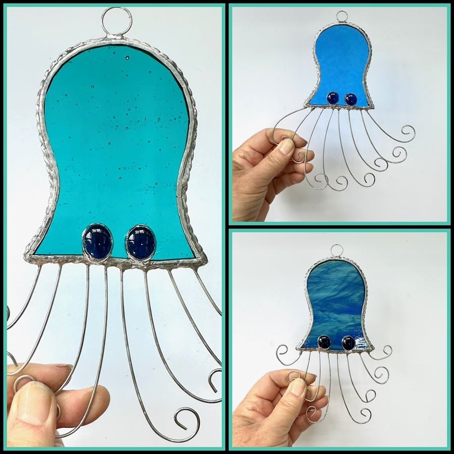 Stained Glass Octopus Suncatcher - Handmade Window Decoration