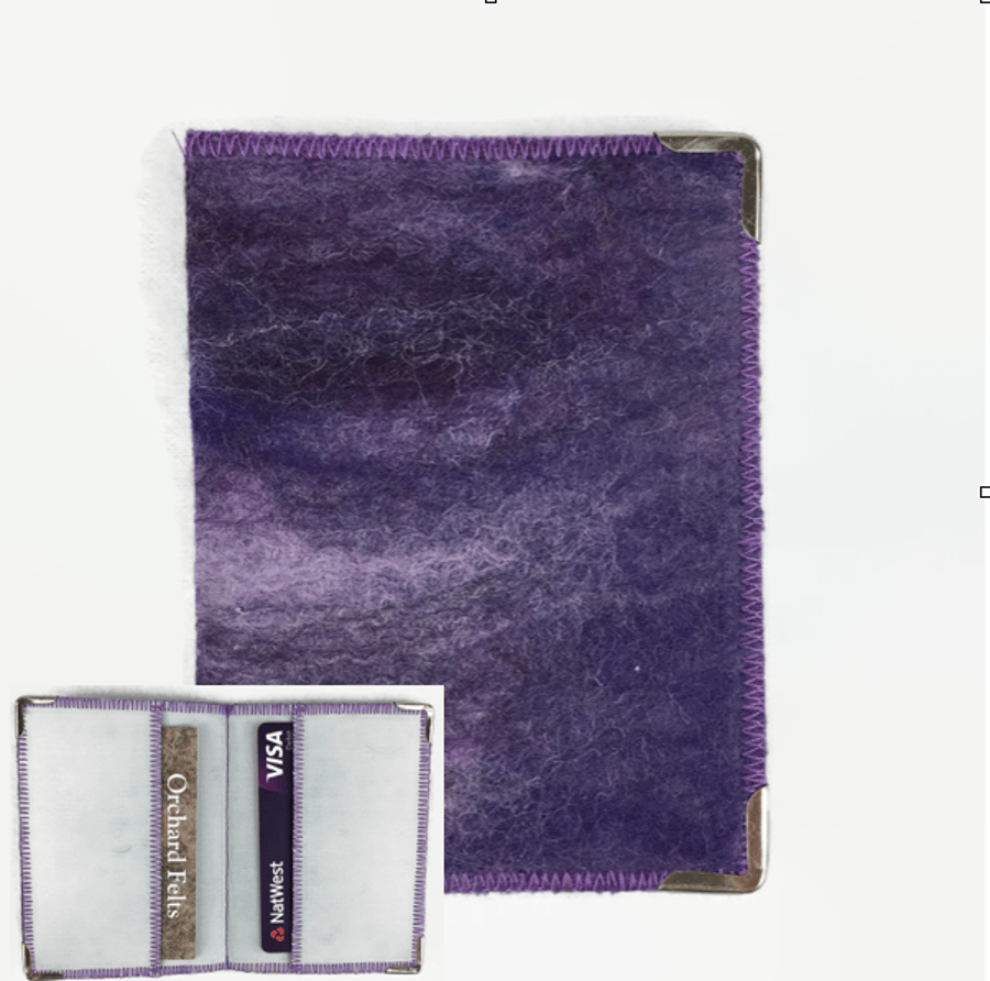 RFID card wallet hand felted in shades of purple, credit cards, bus pass holder