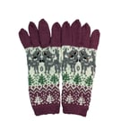  Gloves with dogs hand knitted in pure wool, handmade wolf lover gift