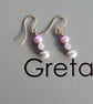 Pink and Grey Pearl Earrings with Lilac Swarovski Beads - 14k Gold Filled Hooks - Image 5