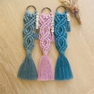 Boho Handmade Recycled Cotton Macrame bag charm, keychain, keyring